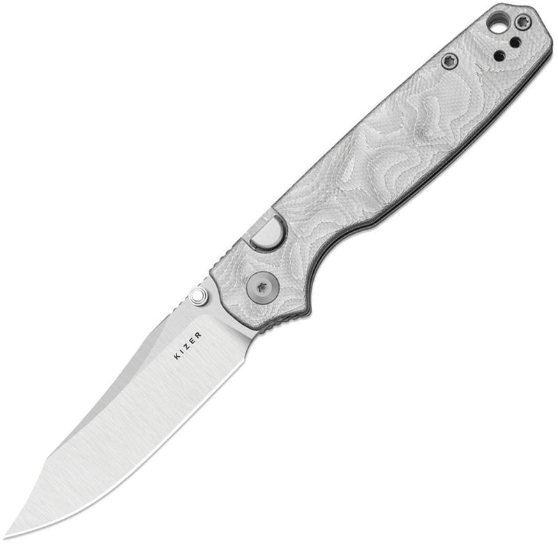 Kizer Pokiman BLL Silver Aluminum Foil G10 (3.14" Satin AEB-L) Folding Knife [V3789BCA1] - product view 1