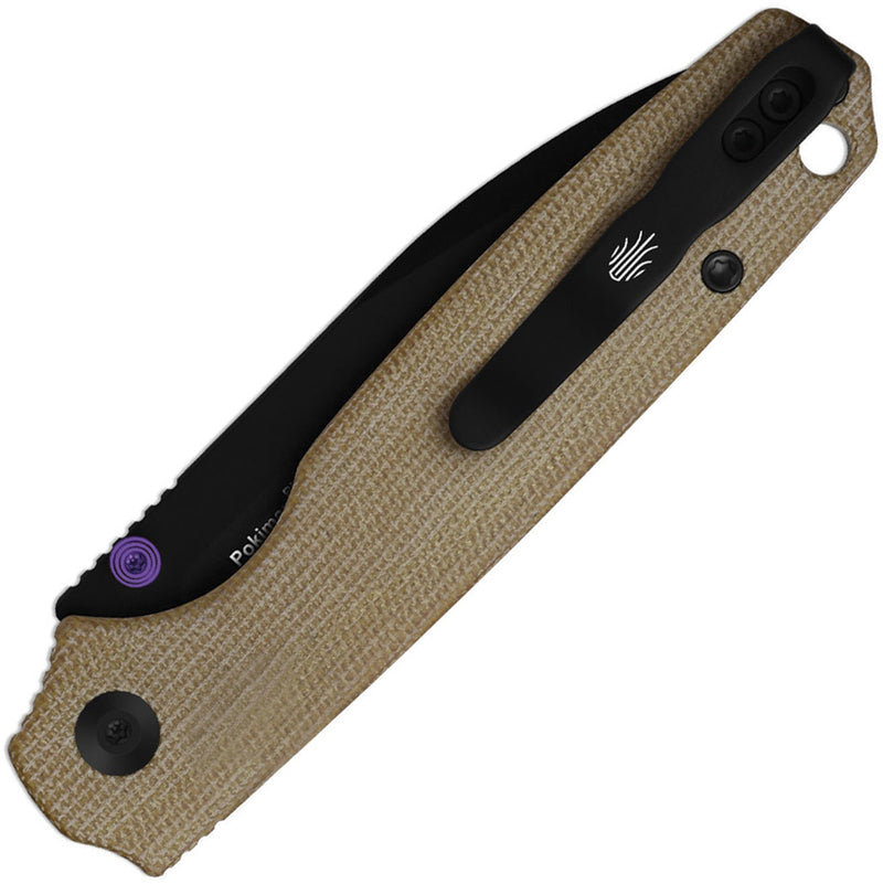 Kizer Pokiman BLL Brown Micarta (3.14" Black PVD Coating AEB-L) Folding Knife [V3789BDA1] - product view 2