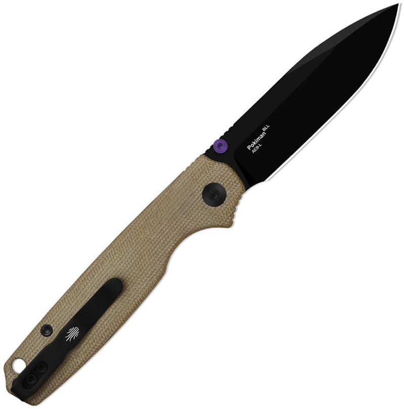 Kizer Pokiman BLL Brown Micarta (3.14" Black PVD Coating AEB-L) Folding Knife [V3789BDA1] - product view 3