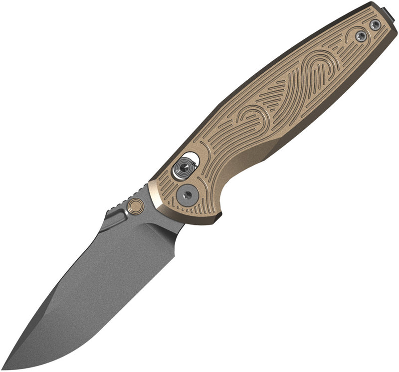 Kizer Khamsin Sand Aluminum (3.09" Gray PVD Coating & Stonewashed Nitro-V) Folding Knife [V3791A1] - product view 1