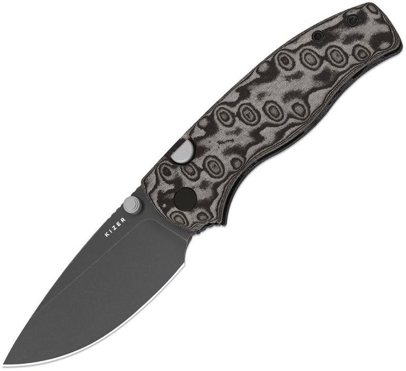 Kizer Glaux Button Linerlock Blk Folding Knife [V3801A2]