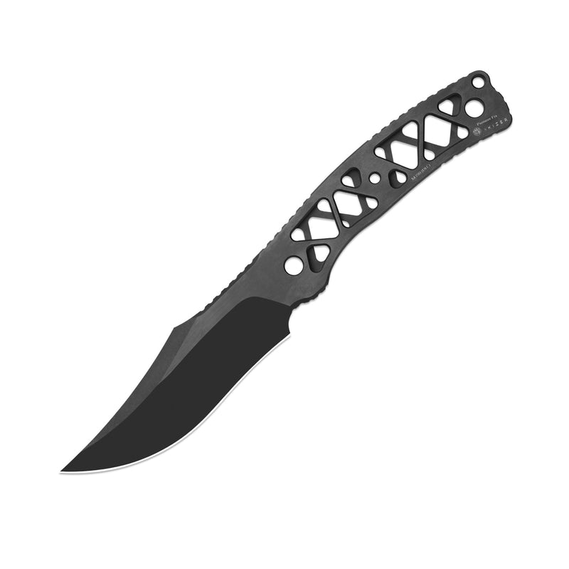 Kizer Pioneer Fix Black Carbon Fiber & G10 (4.21" Flat Brushed & Matte DLC Ultra M390) Fixed Blade Knife [ZX-FB03A1] - product view 6
