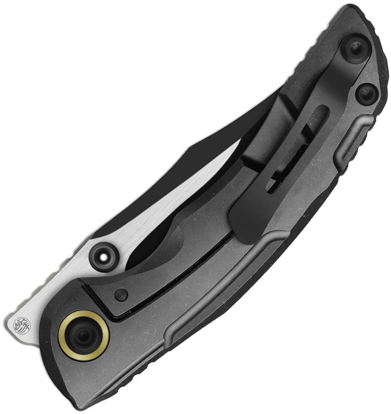 Kizer SILVER WING-LITE Dark Gray & Black Titanium & Carbon Fiber (3.31" Black PVD Coating & Flat Brushed S45VN) Folding Knife [ZX-FK09A1] - product view 2