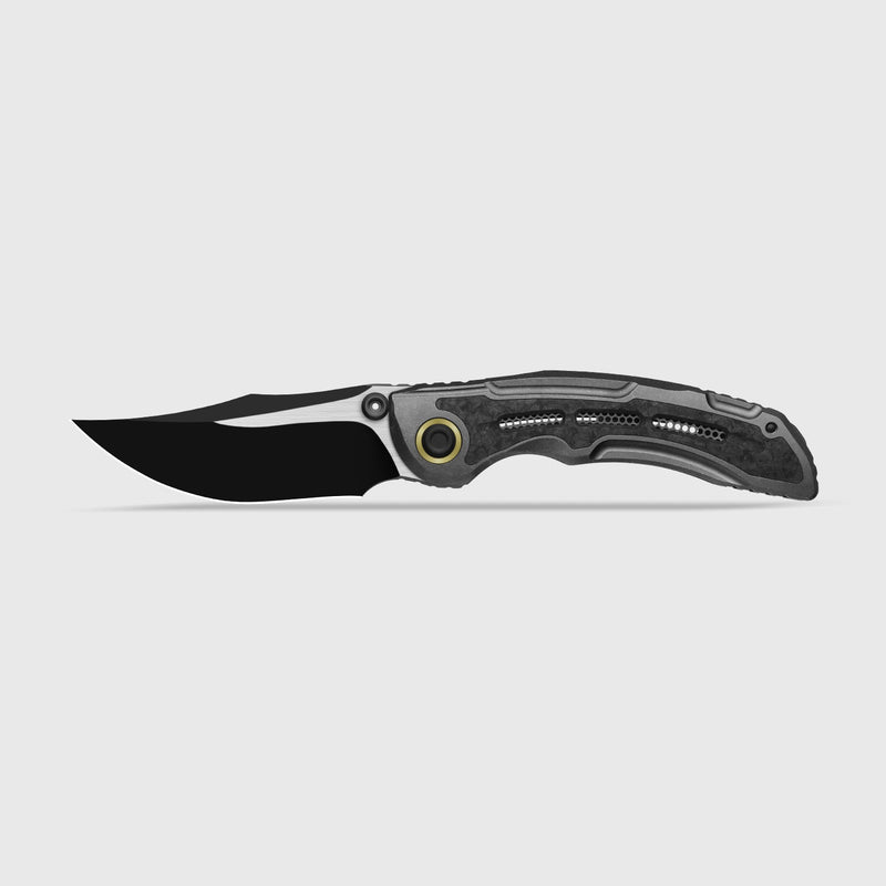 Kizer SILVER WING-LITE Dark Gray & Black Titanium & Carbon Fiber (3.31" Black PVD Coating & Flat Brushed S45VN) Folding Knife [ZX-FK09A1] - product view 4