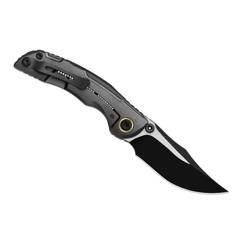 Kizer SILVER WING-LITE Dark Gray & Black Titanium & Carbon Fiber (3.31" Black PVD Coating & Flat Brushed S45VN) Folding Knife [ZX-FK09A1] - product view 6