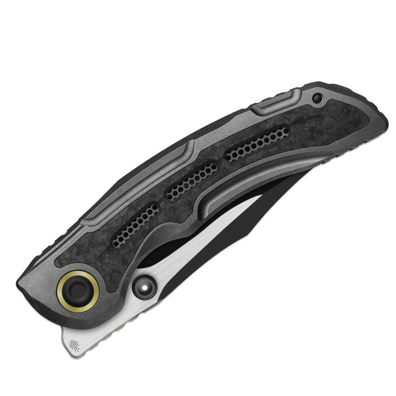 Kizer SILVER WING-LITE Dark Gray & Black Titanium & Carbon Fiber (3.31" Black PVD Coating & Flat Brushed S45VN) Folding Knife [ZX-FK09A1] - product view 7