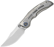 Kizer SILVER WING-LITE Silver Titanium & Carbon Fiber (3.31" Stonewashed S45VN) Folding Knife [ZX-FK09A2] - product view 1