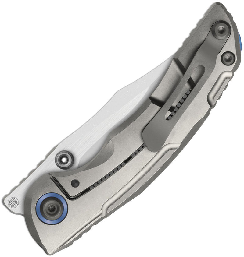 Kizer SILVER WING-LITE Silver Titanium & Carbon Fiber (3.31" Stonewashed S45VN) Folding Knife [ZX-FK09A2] - product view 2