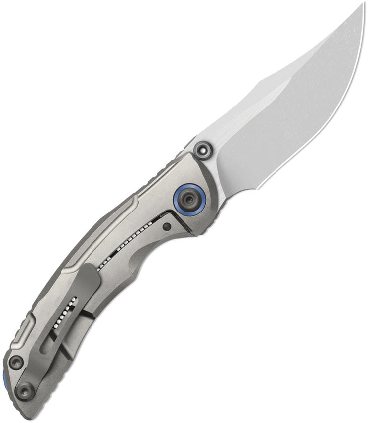 Kizer SILVER WING-LITE Silver Titanium & Carbon Fiber (3.31" Stonewashed S45VN) Folding Knife [ZX-FK09A2] - product view 3