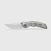 Kizer SILVER WING-LITE Silver Titanium & Carbon Fiber (3.31" Stonewashed S45VN) Folding Knife [ZX-FK09A2] - product view 4