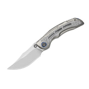 Kizer SILVER WING-LITE Silver Titanium & Carbon Fiber (3.31" Stonewashed S45VN) Folding Knife [ZX-FK09A2] - product view 5