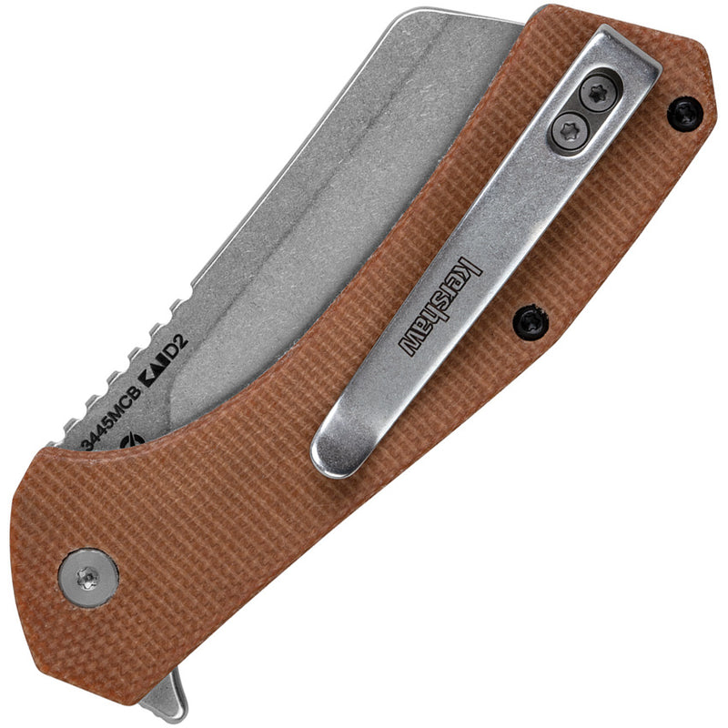 Kershaw Static Brown Micarta (2.88" D2 tool steel) Folding Knife [3445MCB] - product view 2