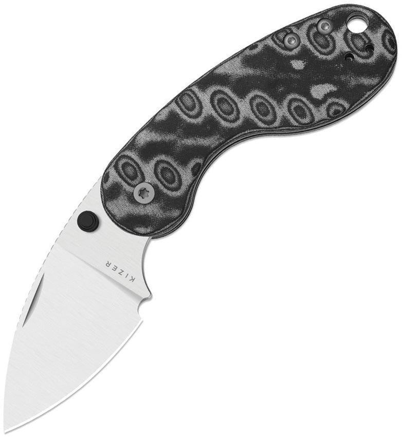 Kizer Microbe™ DSJ AirTi Black & White vortex pattern micarta 14C28N Folding Knife [V2742DSJA2] - product view 1