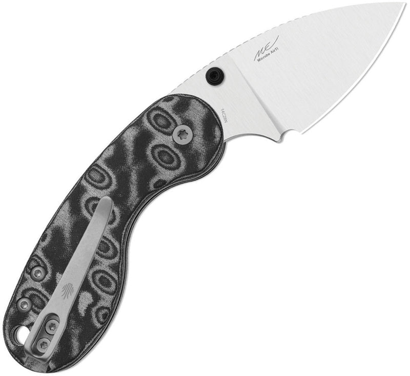 Kizer Microbe™ DSJ AirTi Black & White vortex pattern micarta 14C28N Folding Knife [V2742DSJA2] - product view 3