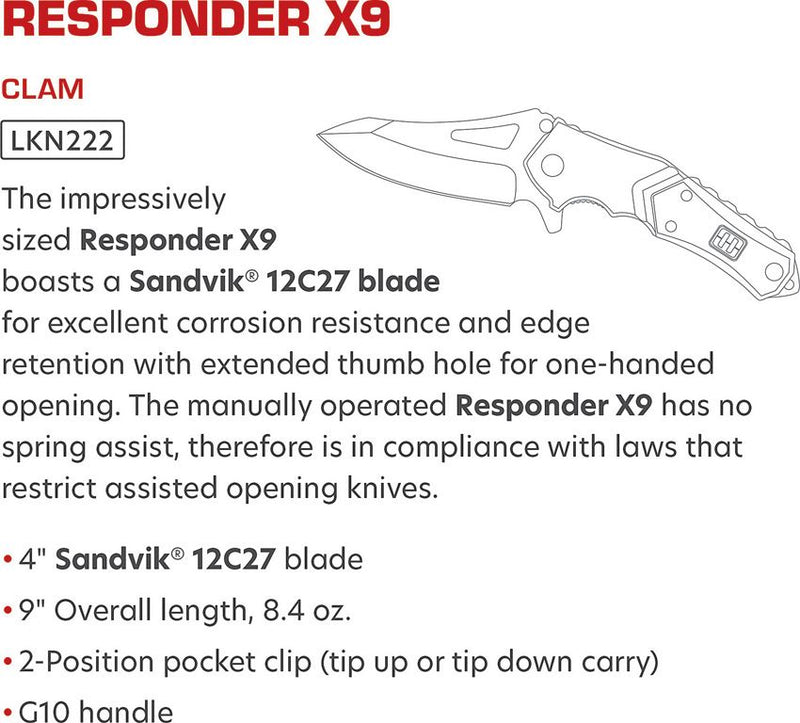 Lansky LKN222 Responder X9 Linerlock [LKN222]