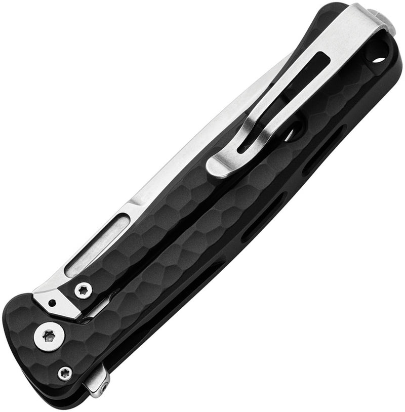 Lion Steel Emmet Black Hammertone Aluminum (2.83" Stonewashed MagnaCut) Folding Knife [EM01A BS] - closed view