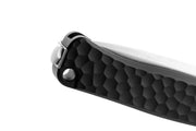 Lion Steel Emmet Black Hammertone Aluminum (2.83" Stonewashed MagnaCut) Folding Knife [EM01A BS] - handle and flipper detail