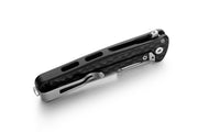 Lion Steel Emmet Black Hammertone Aluminum (2.83" Stonewashed MagnaCut) Folding Knife [EM01A BS] - closed knife angled view