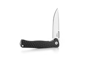 Lion Steel Emmet Black Hammertone Aluminum (2.83" Stonewashed MagnaCut) Folding Knife [EM01A BS] - partly open side profile
