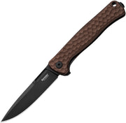 Lion Steel Emmet Earth Hammertone Aluminum (2.83" Old Black PVD Stonewashed MagnaCut) Folding Knife [EM01A EB]