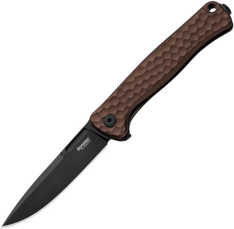 Lion Steel Emmet Earth Hammertone Aluminum (2.83" Old Black PVD Stonewashed MagnaCut) Folding Knife [EM01A EB]