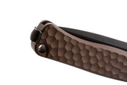 Lion Steel Emmet Earth Hammertone Aluminum (2.83" Old Black PVD Stonewashed MagnaCut) Folding Knife [EM01A EB] - handle and flipper detail