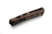 Lion Steel Emmet Earth Hammertone Aluminum (2.83" Old Black PVD Stonewashed MagnaCut) Folding Knife [EM01A EB] - closed knife angled view