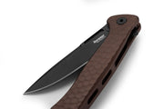 Lion Steel Emmet Earth Hammertone Aluminum (2.83" Old Black PVD Stonewashed MagnaCut) Folding Knife [EM01A EB] - blade and opening detail