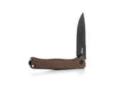 Lion Steel Emmet Earth Hammertone Aluminum (2.83" Old Black PVD Stonewashed MagnaCut) Folding Knife [EM01A EB] - partly open side profile