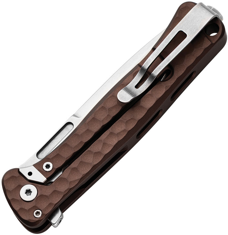Lion Steel Emmet Earth Hammertone Aluminum (2.83" Stonewashed MagnaCut) Folding Knife [EM01A ES] - closed view