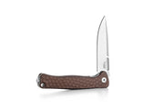 Lion Steel Emmet Earth Hammertone Aluminum (2.83" Stonewashed MagnaCut) Folding Knife [EM01A ES] - partly open side profile