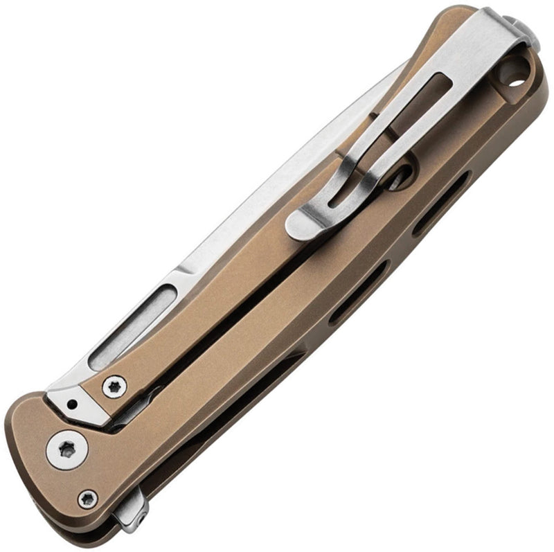 Lion Steel Emmet Bronze Titanium with Carbon Fiber Inlay (2.83" Stonewashed MagnaCut) Folding Knife [EM01 BR] - closed view