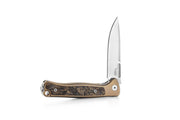 Lion Steel Emmet Bronze Titanium with Carbon Fiber Inlay (2.83" Stonewashed MagnaCut) Folding Knife [EM01 BR] - partly open side profile