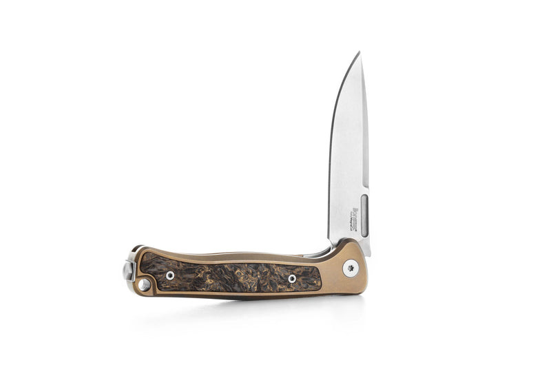 Lion Steel Emmet Bronze Titanium with Carbon Fiber Inlay (2.83" Stonewashed MagnaCut) Folding Knife [EM01 BR] - partly open side profile