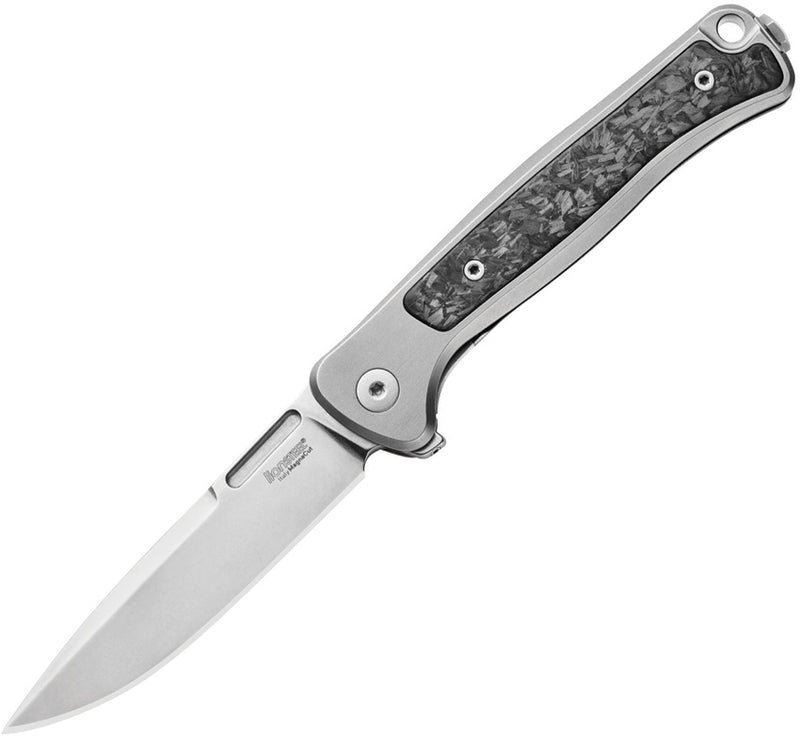 Lion Steel Emmet Gray Titanium with Carbon Fiber Inlay (2.83" Stonewashed MagnaCut) Folding Knife [EM01 GY]