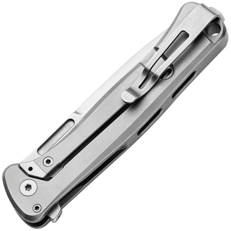 Lion Steel Emmet Gray Titanium with Carbon Fiber Inlay (2.83" Stonewashed MagnaCut) Folding Knife [EM01 GY] - closed view