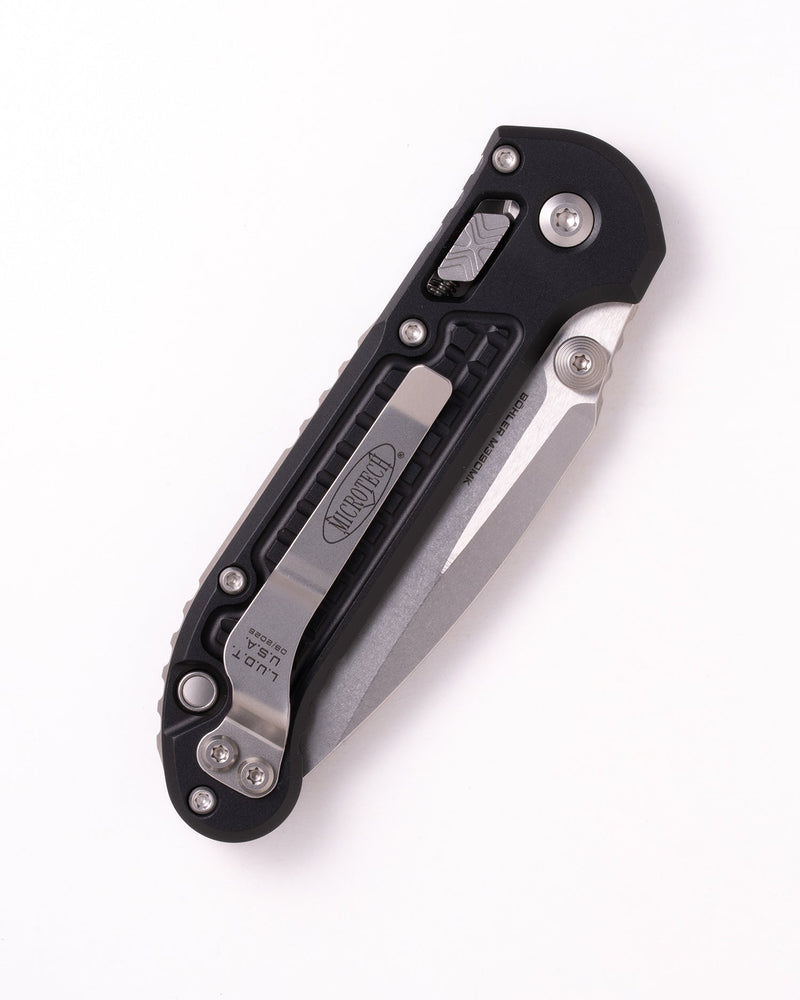 Microtech L-U.D.T. RAM-LOK S/E FRAG PATTERN STONEWASH STANDARD Black Aluminum (3.50" Bohler M390MK stainless) Folding Knife [1135RL-10FR] - product view 4