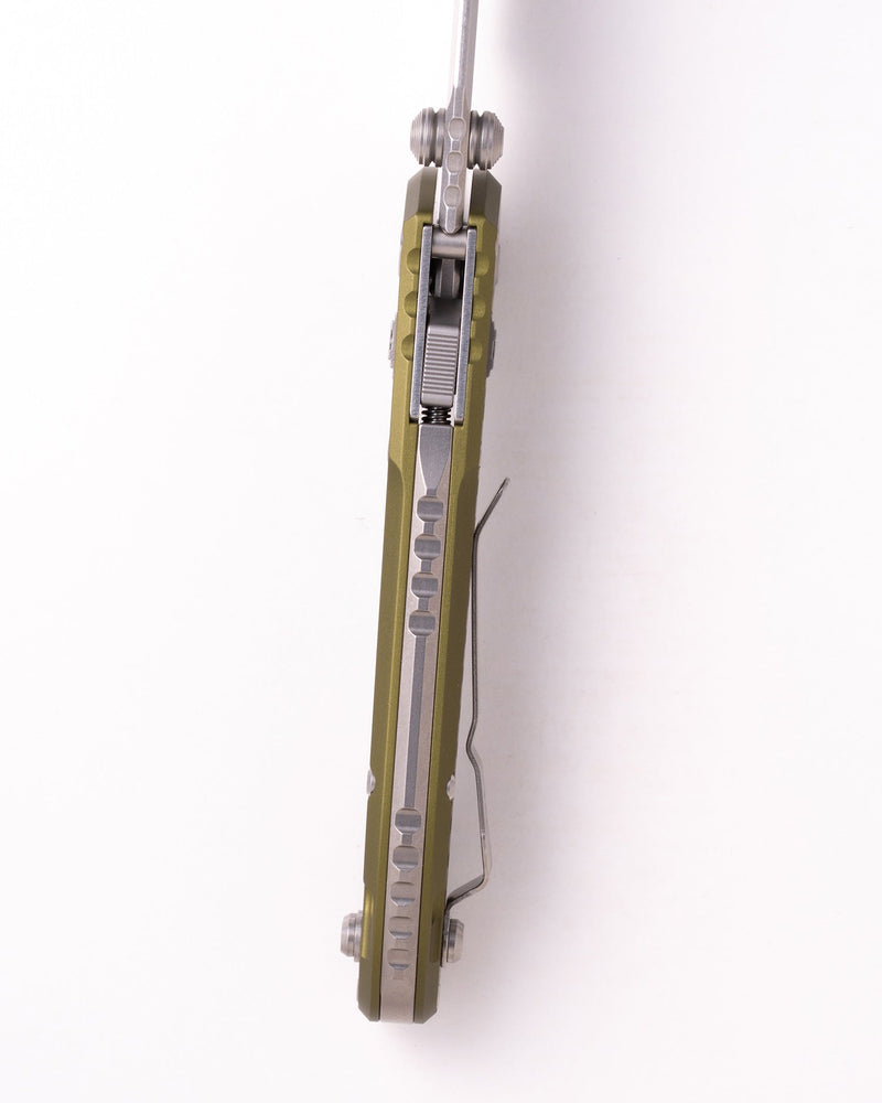 Microtech L.U.D.T RAM-LOK S/E STONEWASH FRAG PATTERN OD GREEN Green Aluminum (3.50" Bohler M390MK stainless) Folding Knife [1135RL-10FROD] - product view 5