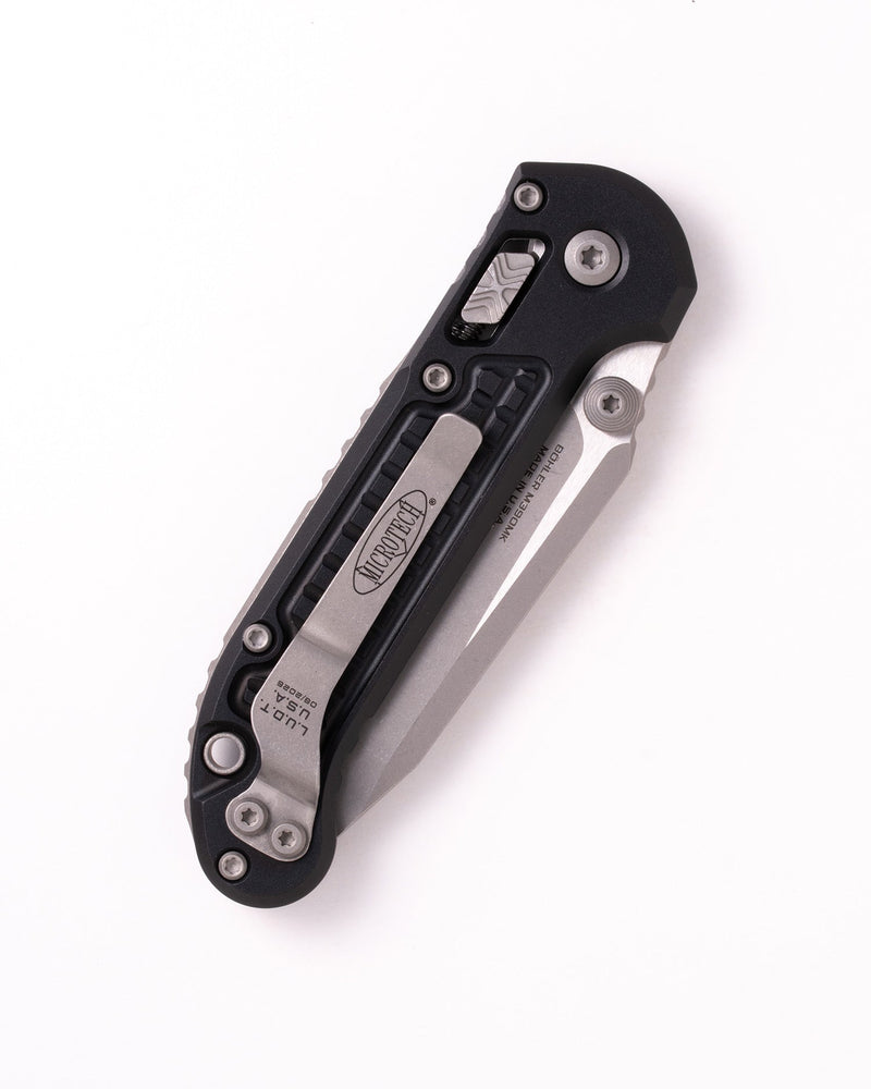 Microtech L.U.D.T. RAM-LOK T/E APOCALYPTIC FRAG PATTERN Black Aluminum (3.50" Bohler M390MK stainless) Folding Knife [1136RL-10APFR] - product view 4