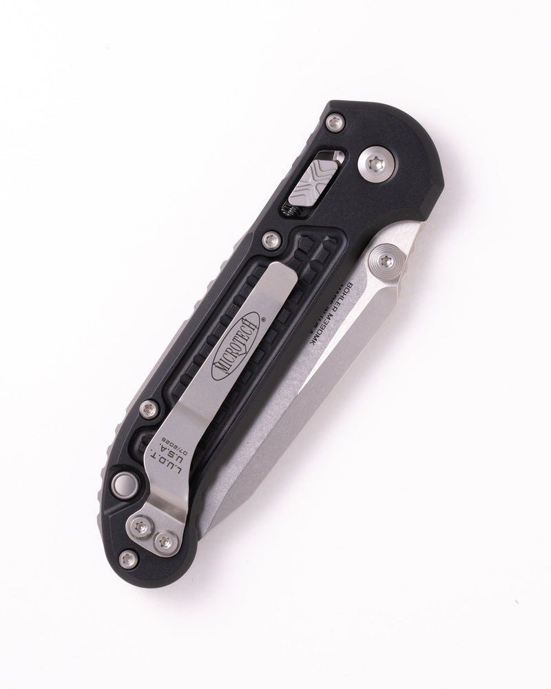 Microtech L.U.D.T. RAM-LOK T/E FRAG PATTERN Stonewash Standard Black Aluminum (3.43" Bohler M390MK) Folding Knife [1136RL-10FR] - product view 4