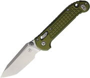 Microtech L.U.D.T. RAM-LOK T/E STONEWASH FRAG PATTERN OD GREEN Green Aluminum (3.50" Bohler M390MK stainless) Folding Knife [1136RL-10FROD] - product view 1