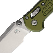 Microtech L.U.D.T. RAM-LOK T/E STONEWASH FRAG PATTERN OD GREEN Green Aluminum (3.50" Bohler M390MK stainless) Folding Knife [1136RL-10FROD] - product view 2
