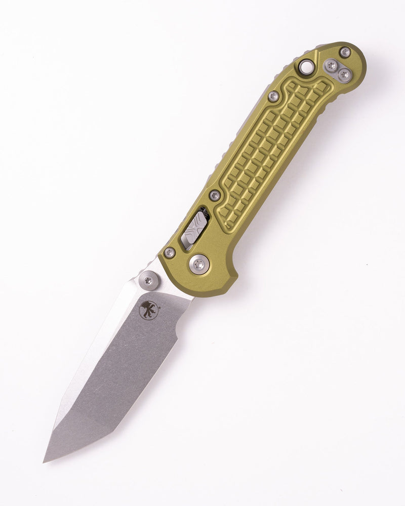 Microtech L.U.D.T. RAM-LOK T/E STONEWASH FRAG PATTERN OD GREEN Green Aluminum (3.50" Bohler M390MK stainless) Folding Knife [1136RL-10FROD] - product view 3
