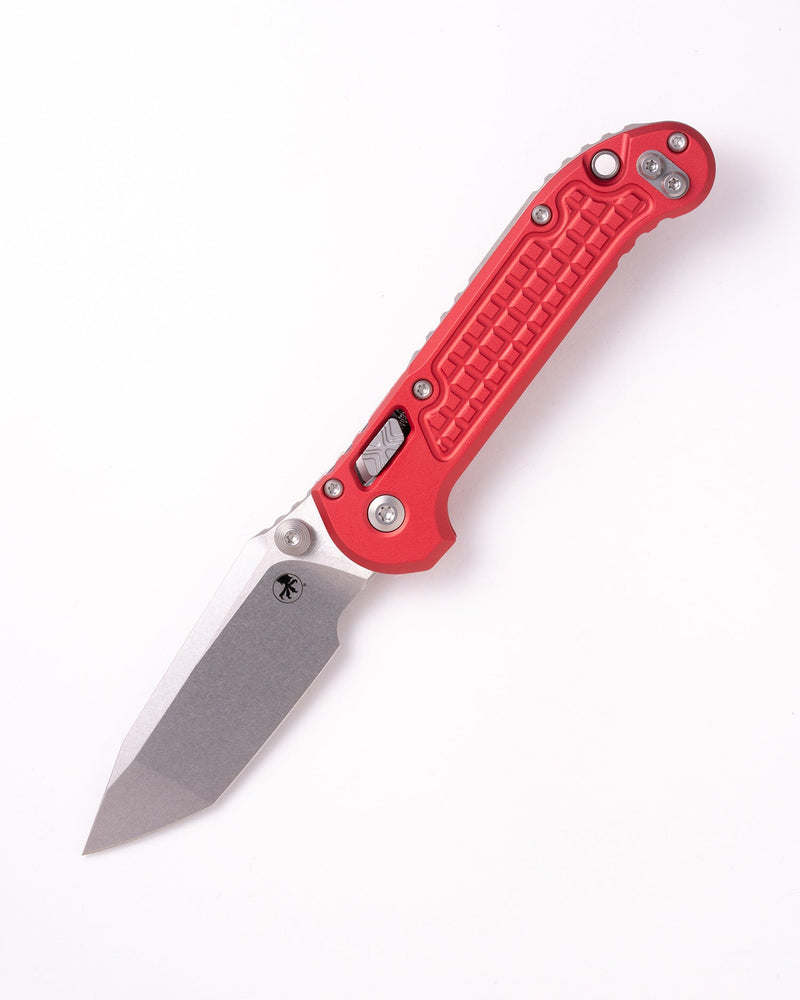 Microtech L-U.D.T. RAM-LOK T/E FRAG PATTERN Stonewash Standard RED Red Aluminum (3.43" Bohler M390MK) Folding Knife [1136RL-10FRRD] - product view 3