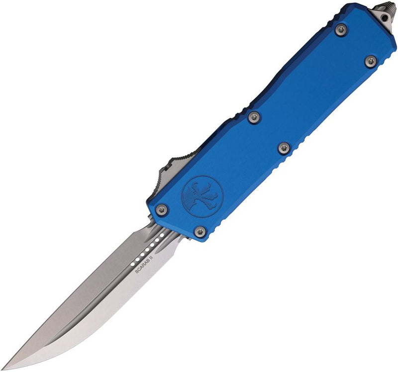 Microtech Auto Scarab II D/E OTF Gen III Blue Aluminum Automatic Knife [1181-10BL]