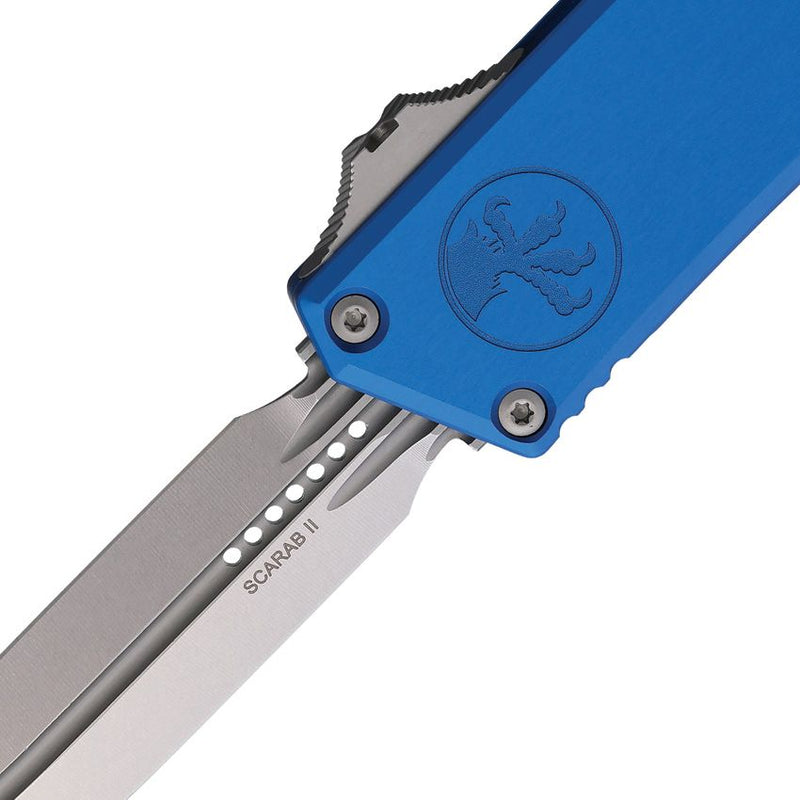 Microtech Auto Scarab II D/E OTF Gen III Blue Aluminum Automatic Knife [1181-10BL]