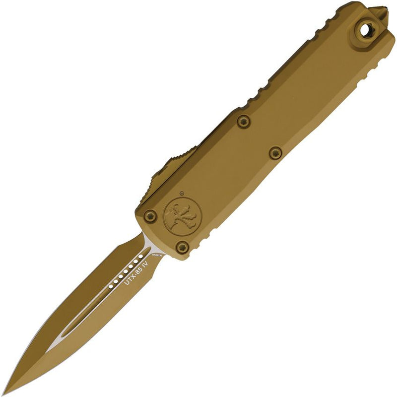 Microtech Auto UTX-85 D/E Gen IV OTF Cerakote RAL-8000 Tan Automatic Knife [12324-1CRA]