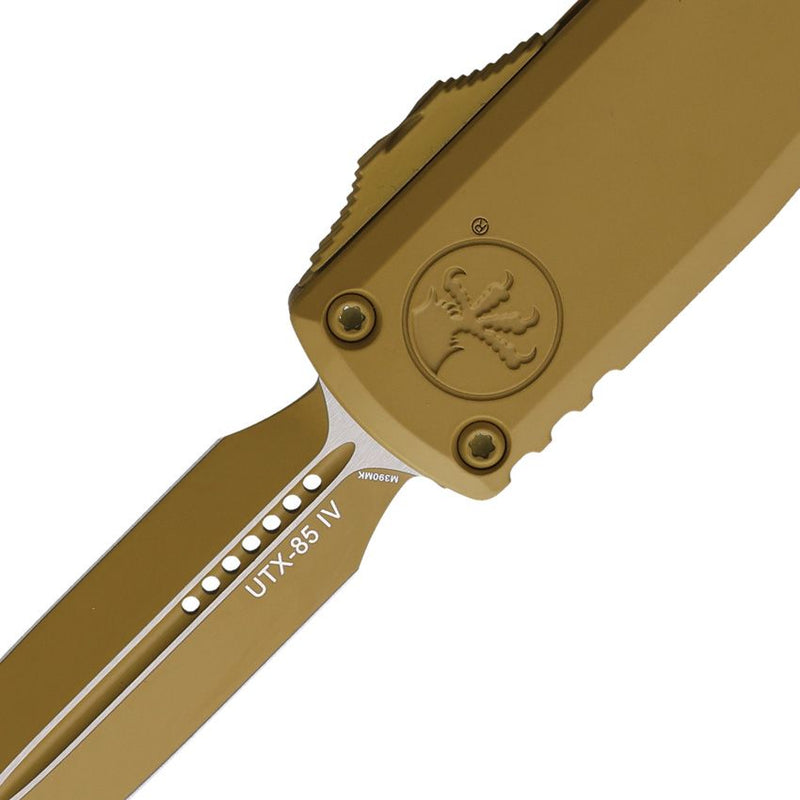 Microtech Auto UTX-85 D/E Gen IV OTF Cerakote RAL-8000 Tan Automatic Knife [12324-1CRA]