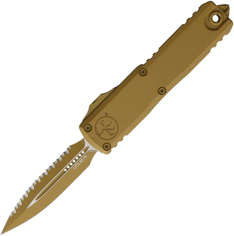 Microtech Auto UTX-85 D/E Gen IV OTF Cerakote RAL-8000 Tan Automatic Knife [12324-3CRA]