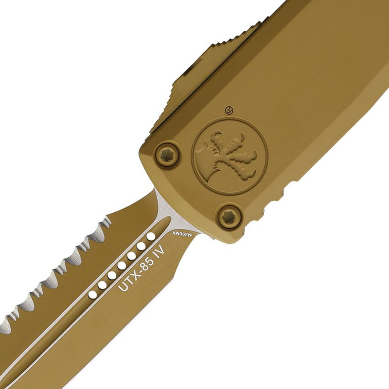 Microtech Auto UTX-85 D/E Gen IV OTF Cerakote RAL-8000 Tan Automatic Knife [12324-3CRA]